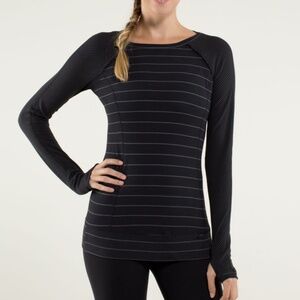 Lululemon Run Top Full Tilt LS SSBK/SHBK/BLK SZ 6